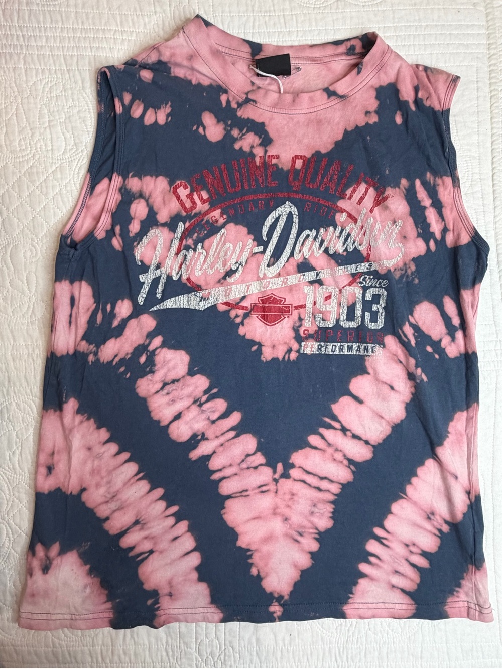 Women’s Harley Davidson Tye Dye Tank Top Thunder Mountain Longmont, CO Blue Pink